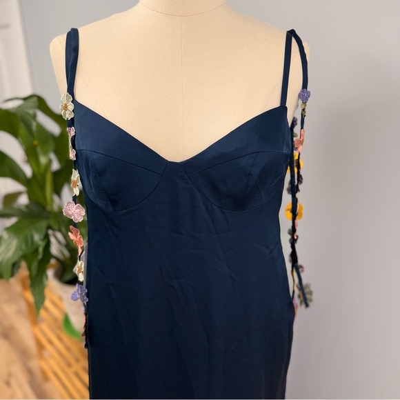 NWT Azazie Atelier Maxi Slip Dress 16 Lorelei Navy Multi Floral Special Occasion - Picture 12 of 16
